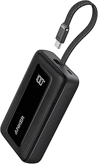 Anker Batterie Externe Haute Vitesse 20000mAh 30W Zolo, Câble USB C Intégré, 1 Port USB C & A, pour iPhone 17 16 15, MacBook, Galaxy, et Autres
