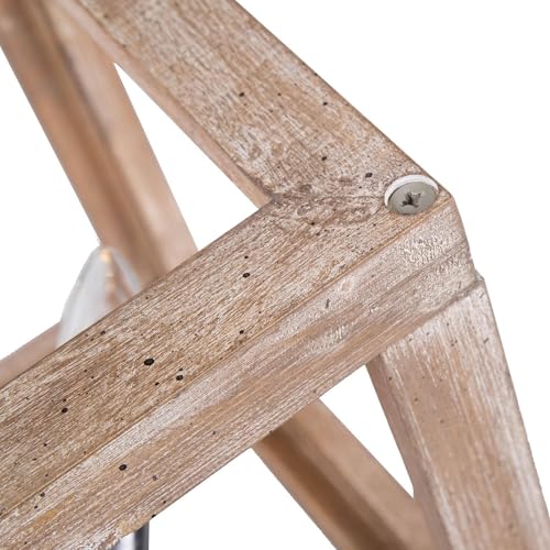 KSANA Chandeliers for Dining Room, Distressed Weathered Wood Chandelier Farmhouse 4-Light Geometric Hanging Light Fixtures for Kitchen Hallway Bedroom by KSANA - Used condition - Image 6