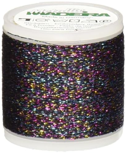 Image of Madeira 9842-270 Metallic Nylon /Polyester Embroidery Thread, 40wt /220 yd, Black /Blue /Gold /Pink