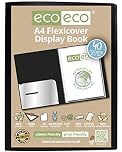 eco-eco A4 100% Recycled 40 Pocket Black Flexible Cover Portfolio Book Folder Display Book