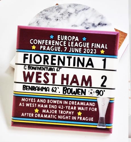 2023 Conference League Final, Wst Ham 2 v 1 Fiorentina, Bowen The Hammers, The Irons' Prague, Solid Marble coaster