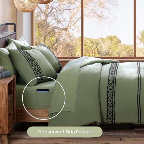 Image of MaiReve Embroidery Queen Size Comforter Set 7 Pieces Western Bed in a Bag