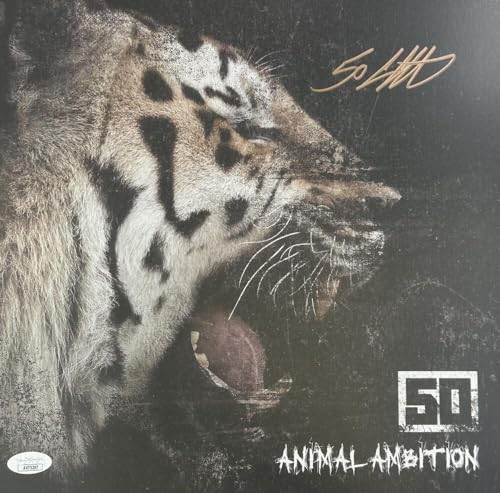 50 CENT SIGNED ANIMAL AMBITION 12X12 ALBUM VINYL LP RECORD INSERT JSA 297