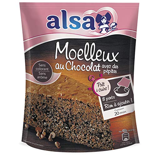 Alsa Preparación para moelleux de chocolate con pepitas listas para hornear para 8 piezas – Paquete de 500 g
