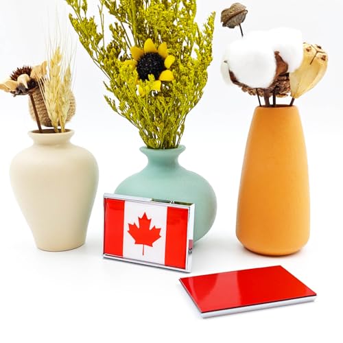 Image of Canada Flag Sticker Emblem Canadian Decal Car Chrome Flags, 2 Pack, 3 x 2 inches