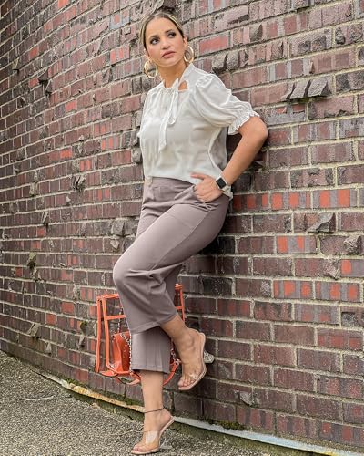 Image of Promover 14 inch /21 inch /23 inch /25 inch Inseam Capri Pants for Women Wide Leg Yoga Cropped Pants with Pockets Loose Casual Summer Pant