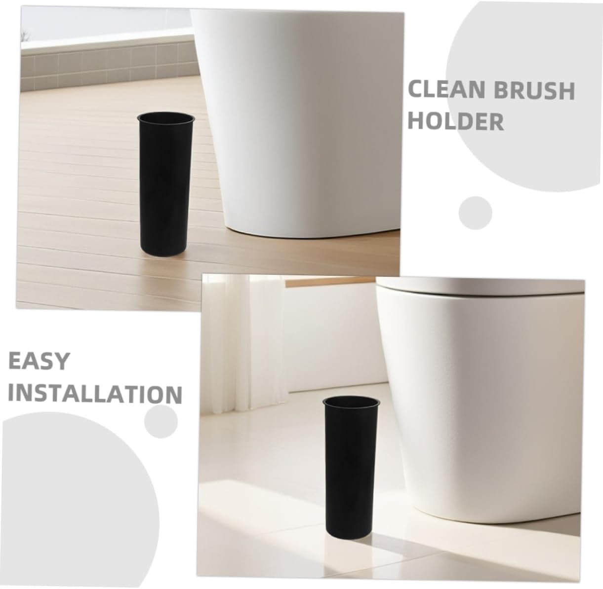 2pcs Toilet Bowl Brush Holder Cup Anti-Stain Reusable Black Bathroom Supply Organizer with Easy Installation for Sanitary Toilet Brush Storage image 3