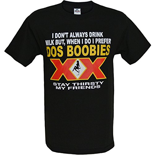 I Dont Always Drink Milk But When I Dos Boobies Mens Shirt (L, Dos Boobies)