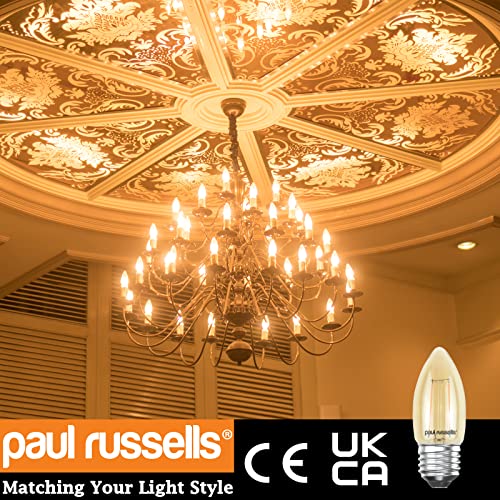 paul russells LED Candle Filament Light, 2.5W 20W Equivalent Replacement, 200LM Lumens, 2200K Extra Warm White - Image 2
