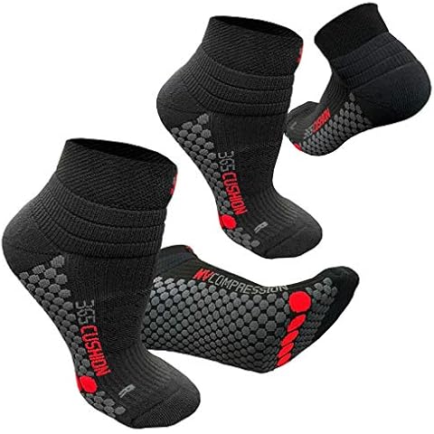 NV Compression 365 Cushion Ankle Socks (2 PAIRS) 20-30mmHg - For Running, Cycling, Fitness, Gym, Golf, Tennis, Triathlon, Plantar Fasciitis, Sports Recovery (S.Blk (2 Prs), L/XL) Cover