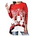 Produktbild LOPILY Weihnachtspullover Damen Zweilagige Weihnachtspullis mit Santa Claus Druck Lustig Rot Weihnachten Shirts Damen Norweger Pullover Hoody Damen Kapuze Festlich Rundhalspullover (Rot, 3XL)