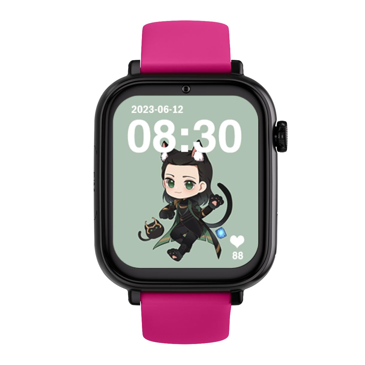 SaveFamily SaveWatch Plus 4G | Orologio Connesso per Bambini con GPS, Chiamate, Video, WhatsApp, Musica, Bluetooth e App Store - Quadrante Nero e Cinturino in Silicone Fucsia