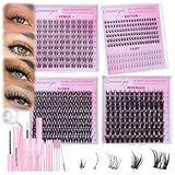 [NATURAL]Geeneiya 5 Styles Lash Clusters Kit, Mermaid/Venus/Flora/Bottom Fairy Eyelash Clusters Extensions 3D Wispy Lash Extension Kit for Beginners, DIY at Home Easily