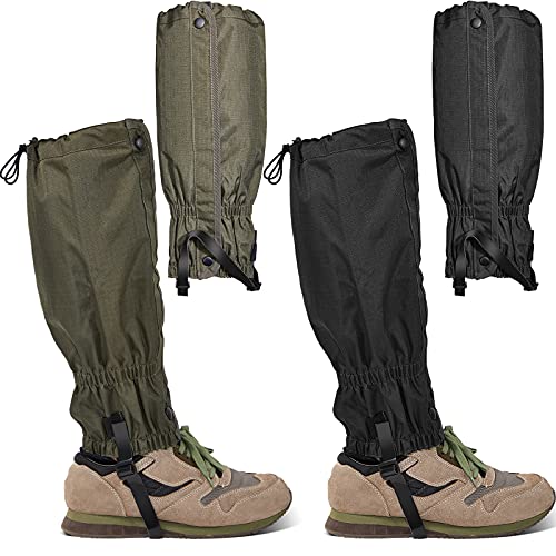 2 Pairs Waterproof Snake Boots Adjustable Snake Gaiters Cover Legging Snake Proof Boots Outdoor Hiking Leg Gaiters for Snake Bite Protection Skiing Hunting Snow Outdoor Activities Men Women, 2 Colors