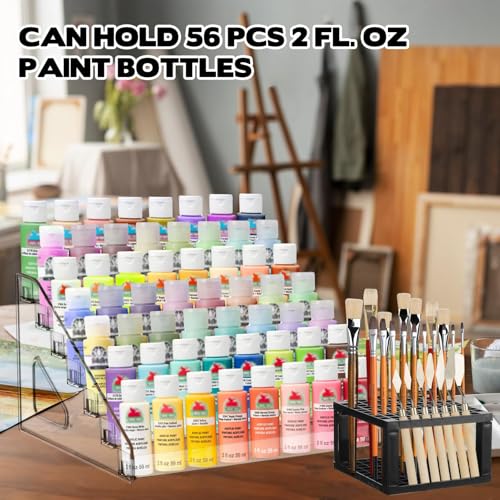 YEXEXINM 7-Schicht Acrylfarbe Organizer&Paint Pinsel Halter, Acryl Paint Rack Tabletop Farben Aufbewahrung Farbe Speicher Rack für Handwerk Hobby Miniatur Modell Licht Farbe Dose Lagerung