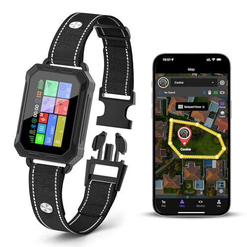 GPS Wireless Dog Fence System - Electric Training Collar with Free App for Dogs 15 Lbs+ (Black)