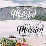 MiDube Just Married Car Decal Vinyl Wall Art Decal Trendy Modern Celebration Wedding Quote Modern...
