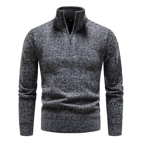 Pull homme col roulé zippé contre le froid | Maille épaisse texturée chaude et confortable
