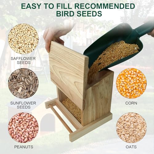 H Hugeleaf Hugeleaf Wooden Bird Feeders, Large Capacity Bird Feeder With Opening Roof For Refill, Weatherproof Wild Bird Feeder Wood Box With Plastic Window thumb #4