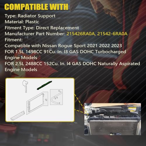 SecosAutoparts Front Upper Radiator Support Cover Panel Fit for Nissan Rogue 2021 2022 2023 1.5L l3/ 2.5L l4, Replace# 215426RA0A by SecosAutoparts - Used condition - Image 4