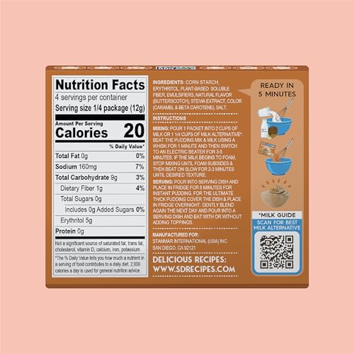 Image of Simply Desserts Butterscotch Instant Pudding, Sugar-Free, 6-Pack - Healthy Dessert, Keto Snacks, Vegan & Diabetic-Friendly, Kosher, 1.7 Oz Ea
