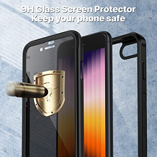 CENHUFO Compatible with iPhone SE 2022/2020 Case,iPhone 8/ iPhone 7 Case Built-in Privacy Screen Protector,Shockproof Case with Anti Spy Tempered Glass Screen Protector for iPhone 8/7/SE2/SE3 -Black