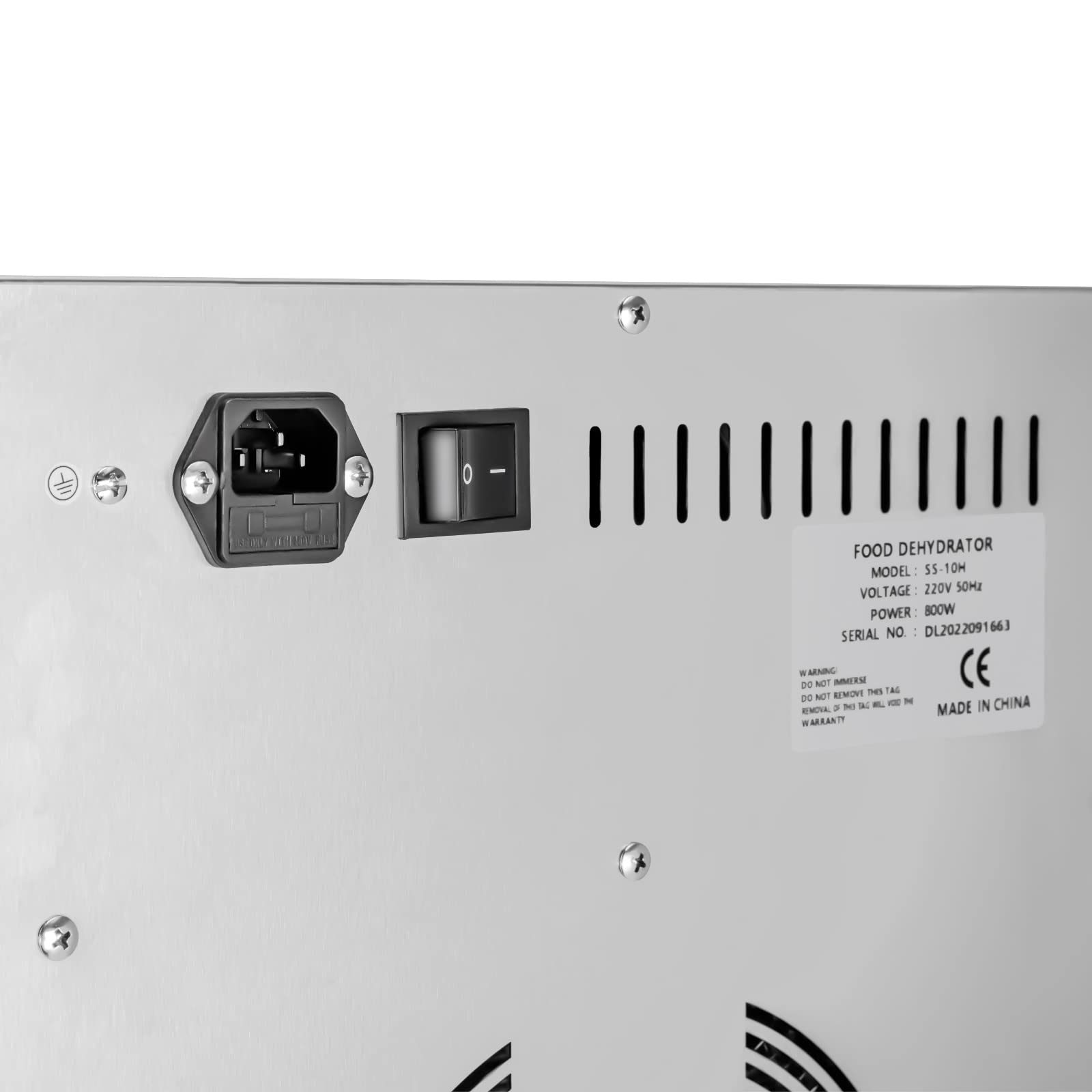 Essiccatore Alimentare in Acciaio Inox a 10 Ripiani 800W con Timer Digitale 24 Ore, Temperatura Regolabile da 30 a 90 °C - Disidratatore Elettrico per Frutta e Alimenti
