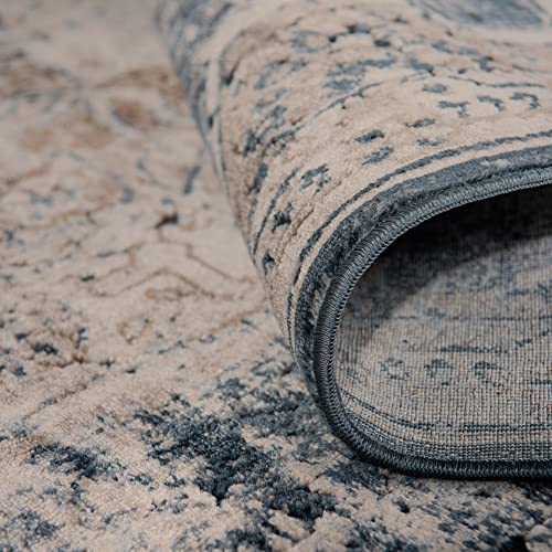 Unique Loom Chateau Collection Area Rug - Roosevelt (8' X 10' Rectangle, Dark Blue/ Beige) #TOP4