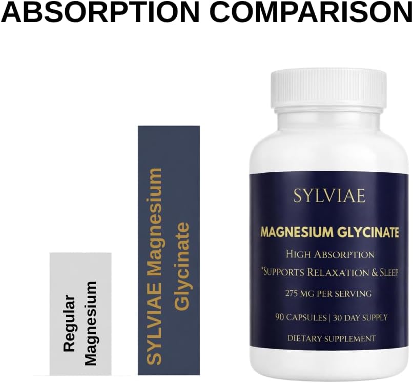 Magnesium Glycinate 275mg Elemental Magnesium, 90 Capsules - High Absorption Supplement for Sleep, Calm and Muscle Recovery - Non-GMO, Vegan, Gluten Free - 30 Day Supply