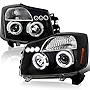 SPEC-D TUNING Black Projector Headlights Compatible with 2004-2015 Nissan Titan, 2004-2007 Nissan Armada Left + Right Pair Headlamps Assembly