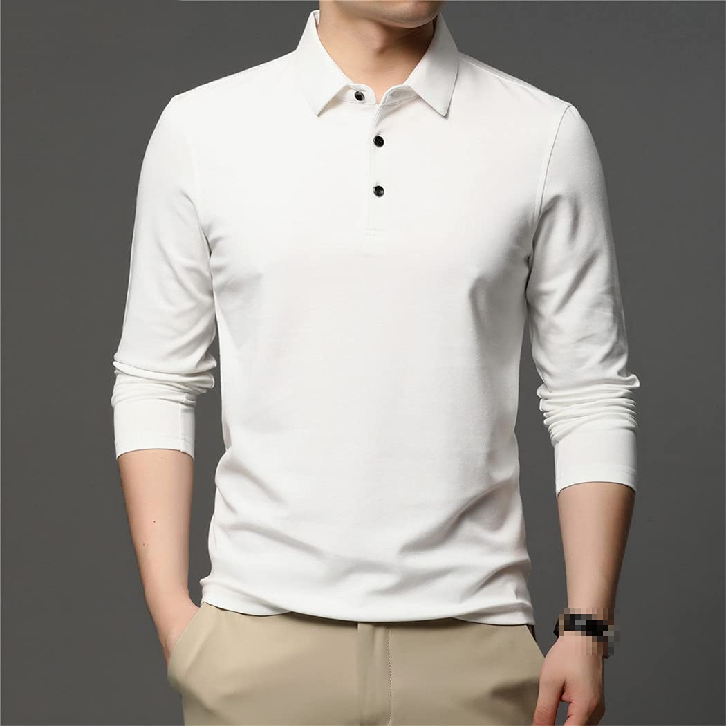 Uomini manica lunga polo-camicia abbigliamento, primavera autunno puro colore Business Top Casual