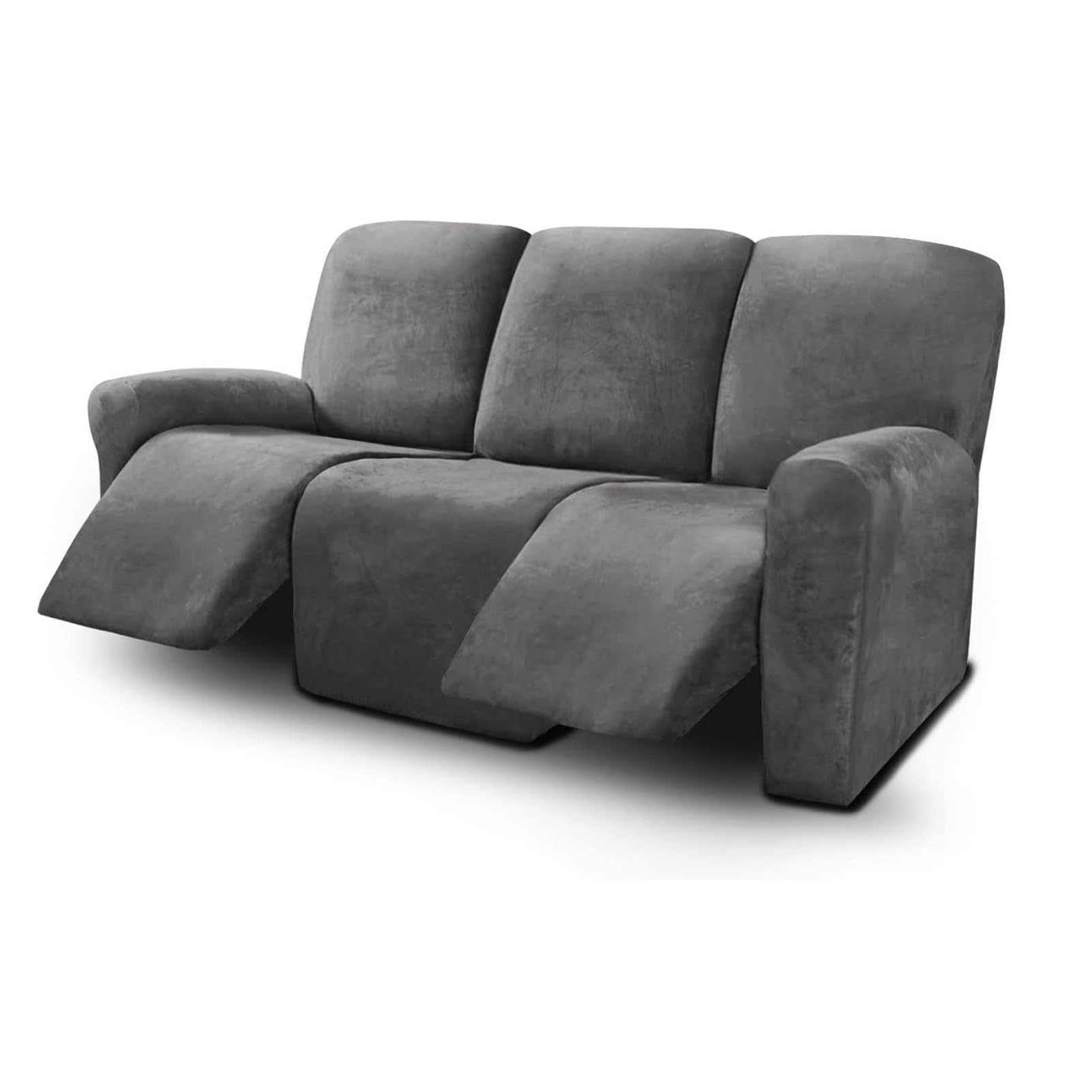 WJHDWYD 3 Seater Sofa Cover Reclining Sofa Cover 8 Pieces Stretch Sectional Sofa Slipcover for Reclining Furniture Protection 3 Sofa Slipcovers Plush Sofa Cover(Grigio)