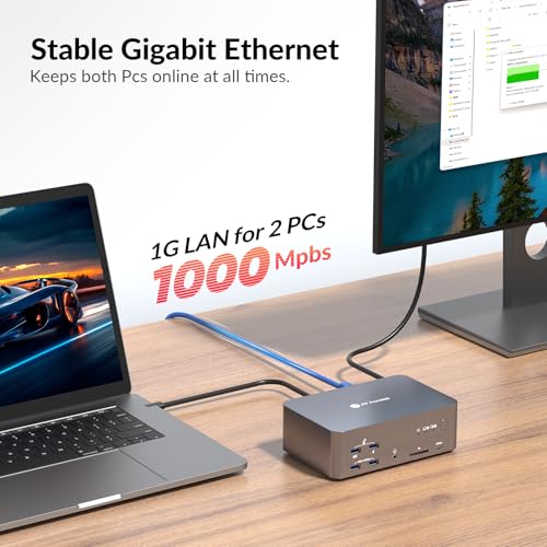 Image of AV Access 8K KVM Switch 3 Monitors 2 Computers, Laptop + Desktop KVM Docking Station, 100W PD, GbE, 2xUSB 3.2 10Gbps USB C Hub, SD Reader & Remote Switcher for HP, Dell, Chromebook, PC, and More