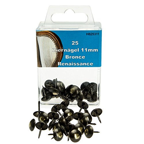 25 Quality Decorative Nails Upholstery Nails Bronze – Made in Germany/11 mm Head Top of Cross-Country Shoes Supplies