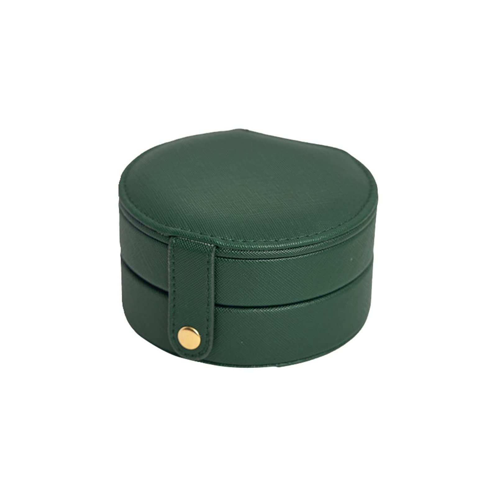 Przenośne pudełko do przechowywania biżuterii Okrągły kształt Dwuwarstwowe etui na kolczyki/pierścionki Mini pudełka ze skóry PU /252(Green)