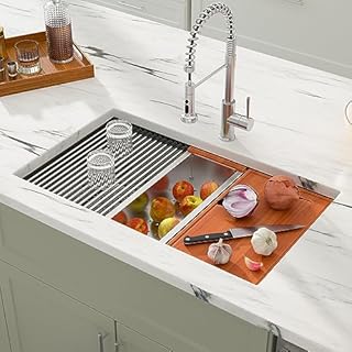 Dcolora 36" Undermount Kitchen Sink Workstation 16 Gauge Stainless Steel Kitchen Sink with Ledge Single Bowl Under Counter Sink Basin, Round Corner 36"x19"x10", DC-U7711