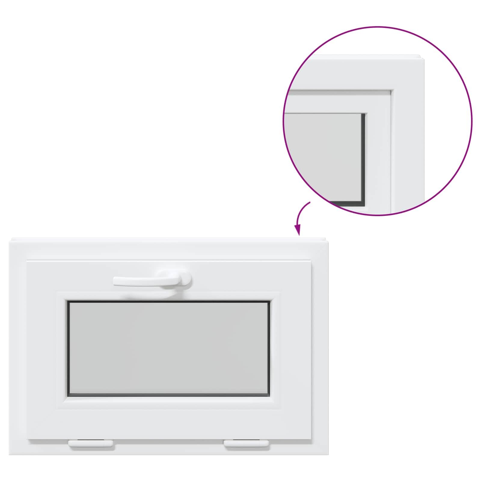 vidaXL Ventana de sótano RISOR 60 x 40 cm PVC y Vidrio Blanco, Diseño Moderno de sótano, instalación de Ventanas rectangulares, PVC Duradero para luz y ventilación