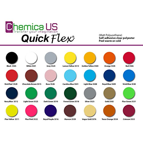 Gercutter Store - Chemica Quick Flex Heat Transfer Vinyl, 12 Sheets, 12" X 15", 12 Colors Starter Bundle #TOP1