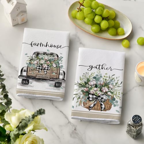Artoid-Mode-Flower-Basket-Truck-Spring-Kitchen-Towels-Dish-Towels-18×26-Inch-Farmhouse-Summer-Floral-Decoration-Hand-Towels-Set-of-2 Artoid Mode Flower Basket Truck Spring Kitchen Towels Dish Towels 18×26 Inch Farmhouse Summer Floral Decoration Hand Towels Set of 2