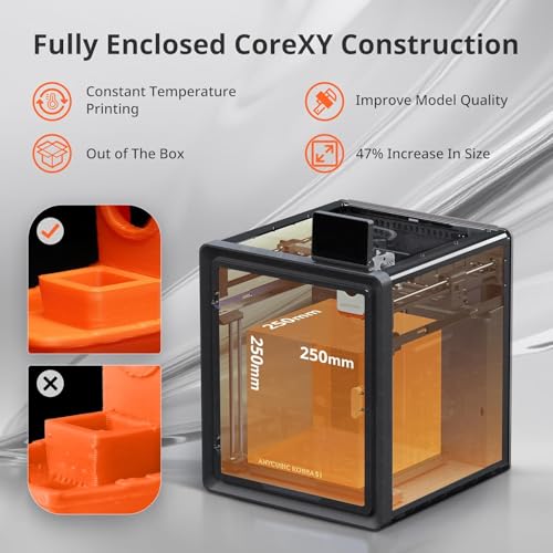 Image of 3IDEA Kobra S1 3D Printer Only, 600mm /s High Speed Printing and Full Auto Leveling, Free-Clogging Extruder with 320℃ Hotend, Mental CoreXY Strucuture Built-in Camera, 44dB Low Noise 250 * 250 * 250mm