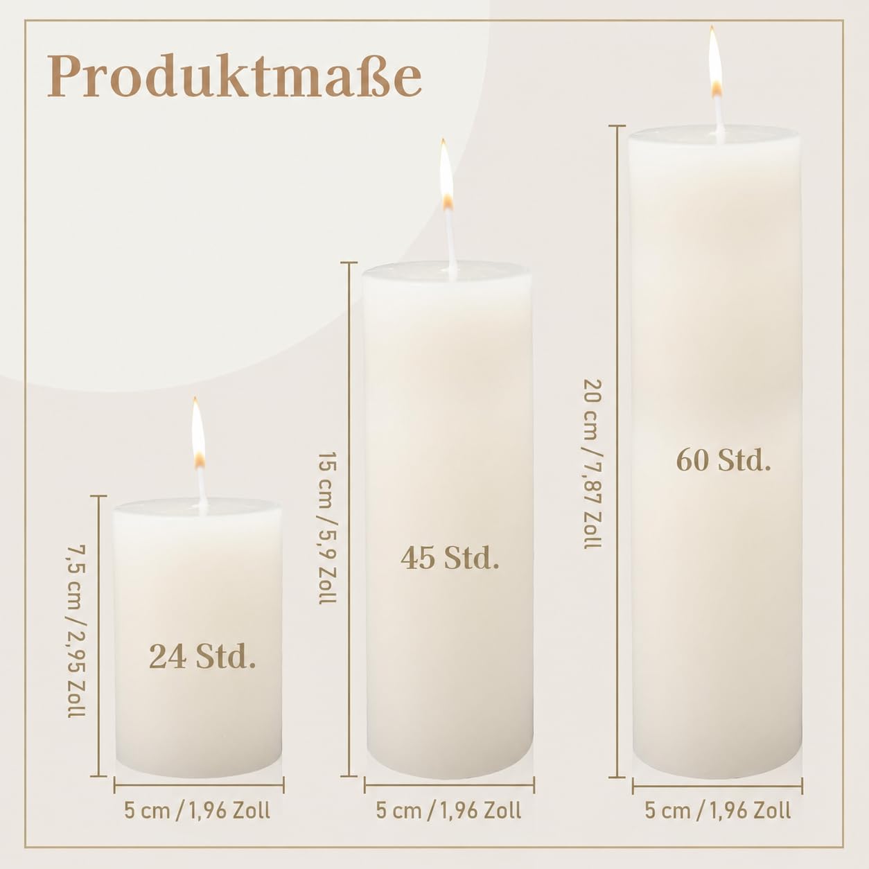 18 Stück Weiße Stumpenkerzen, 8/15/20 cm Hoch Duftfreie Kerzen für Hochzeit | 3 Größen, Lange Brenndauer Elfenbein Tropffrei Altarkerzen Haushaltkerzen für Kirche Ostern Spa Tischdekoration Valentinstag