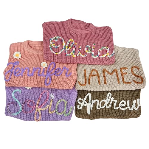 TNGIFTS Personalized Baby Sweater - Custom Name Hand Embroidered -