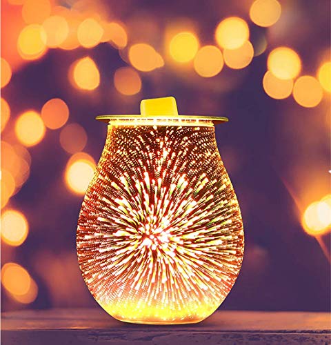 HaavPoois Duftlampen Aromalampen, 3D Aromatherapie Diffusor Glas Elektrische Öl Wärmer Duft Wärmer Nachtlicht Aroma Dekorative Lampe für Home Office Schlafzimmer Wohnzimmer (Feuerwerk) Cover