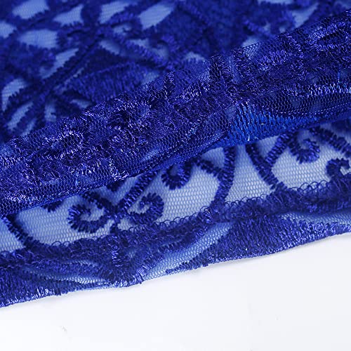 HD Womens African Lace Kaftan Dress Embroidery V Neck Evening Party Gown One Size with Matching Headwrap4