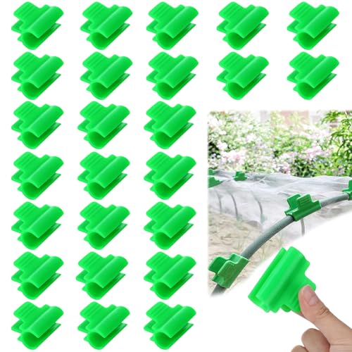 50 Pièces Clips pour Serre de Jardin, 16mm Antidérapant Pinces de Serre, Vert Plastique Pinces à Effet de Serre, Couverture Filet Tunnel Cerceau Clip pour...