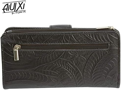 AiUIXi1991-New Slim BLACK Genuine LEATHER Womens WALLET Photo ID Card Bill Holder Women