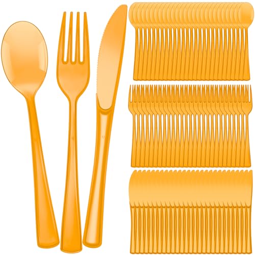 Minatee 150 Pieces Disposable Cutlery Set Plastic Silverware Heav...