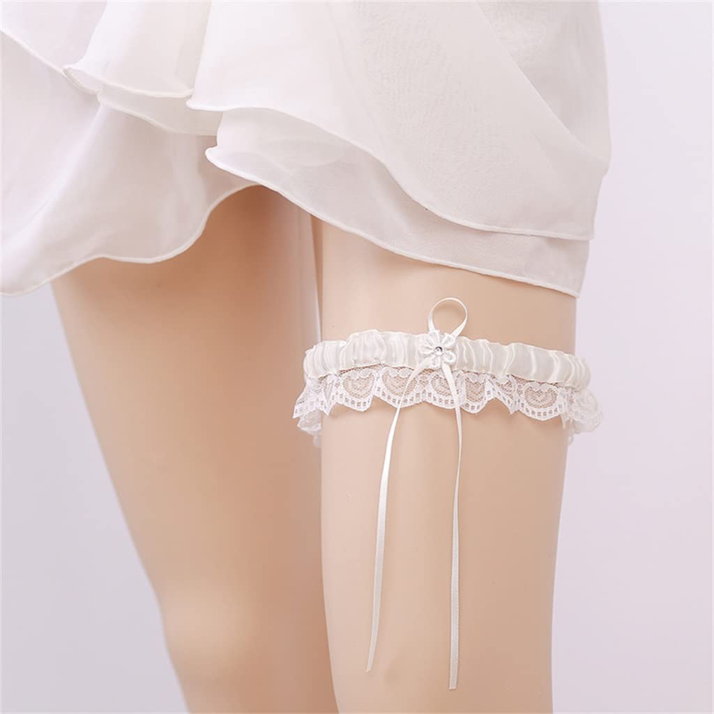 Porte-jarretelles de mariage avec nœud blanc Porte-jarretelles sexy Femme Mariée Cuisse Anneau Jambe de mariée Porte-jarretelles (Couleur : Blanc, Taille : Taille unique) (Taille unique blanche)
