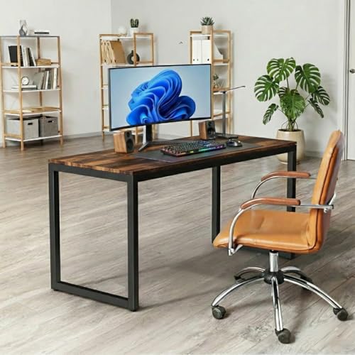 Image of TEKAVO Radix Desk Computer Table for Home Pc | Office Table for Home | Workstation, Desktop Pc Desk, Gaming, Worktable | Dark Brown Wood, Metal (120 Cm X 60 Cm X 75 Cm) - DIY