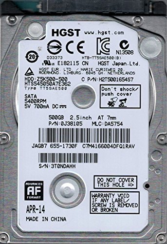 Hitachi Hts545050A7E362 HDD interne 2.5 500Go P/N 0J38105 Mac